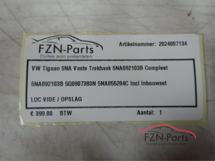 VW Tiguan 5NA Vaste Trekhaak Compleet