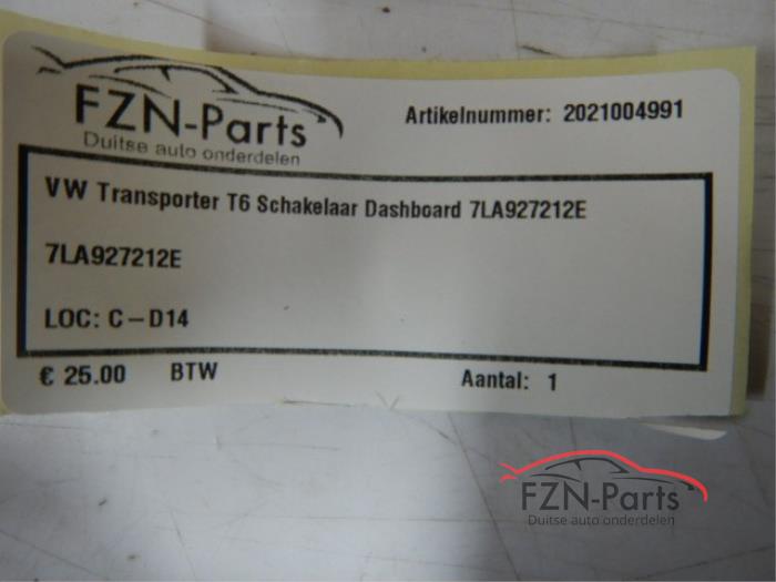 VW transporter T6.1 schakelaar dashboard