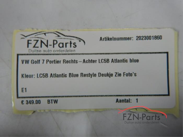 VW Golf 7 Portier Rechts-achter LC5B Atlantic Blue