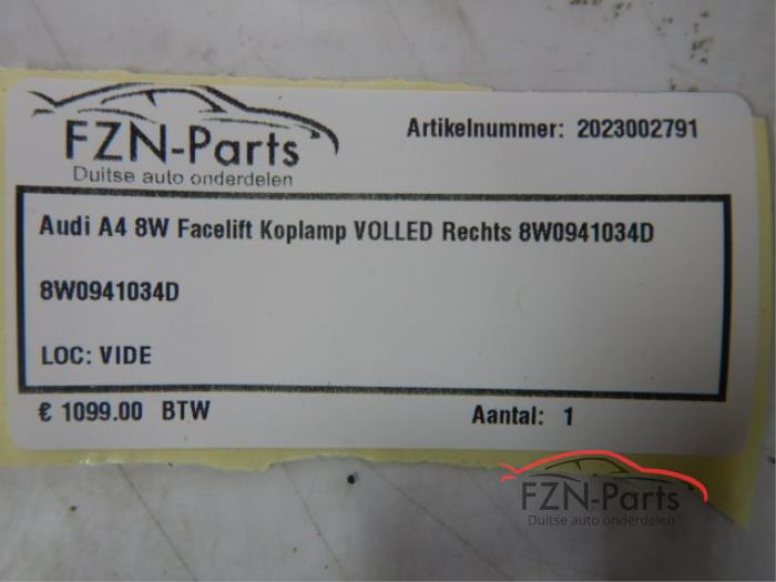 Audi A4 8W Facelift Koplamp VOLLED Rechts
