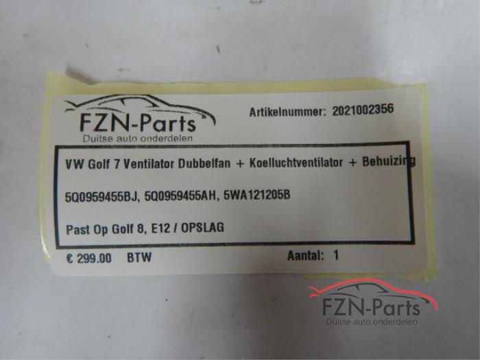 VW Golf 7 Ventilator Dubbelfan + Koelluchtventilator + Behuizing