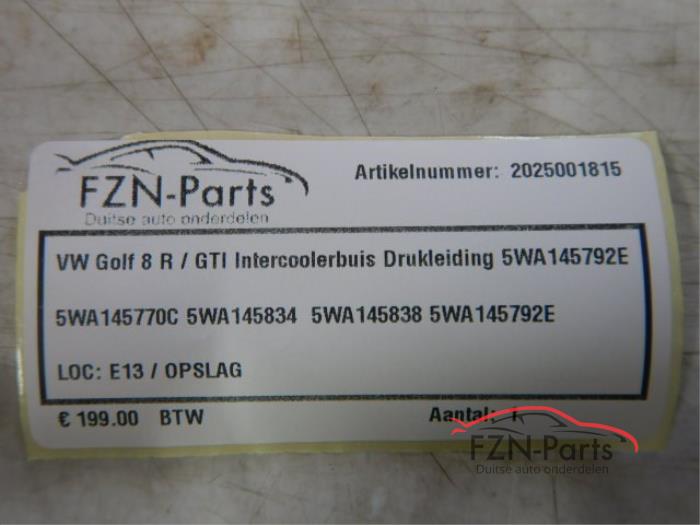 VW Golf 8 R / GTI intercoolerbuis Drukleiding