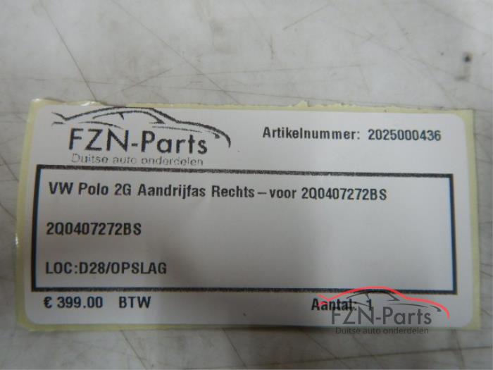 VW Polo 2G Aandrijfas Rechts-Voor