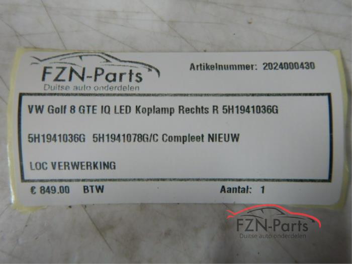VW Golf 8 GTE IQ LED Koplamp Rechts